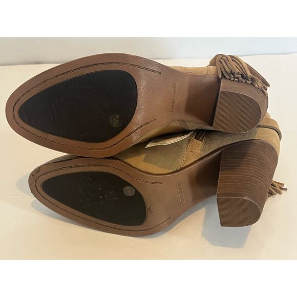 NWT Vince Camuto Fianna Tan Suede Tassel Heeled Ankle Boot‎ Size 10 - Picture 6 of 8